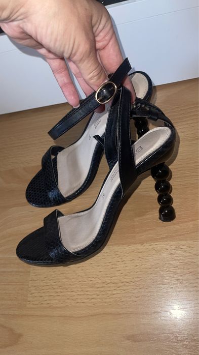 Sandale din piele model croco,cu toc fashion,BSB