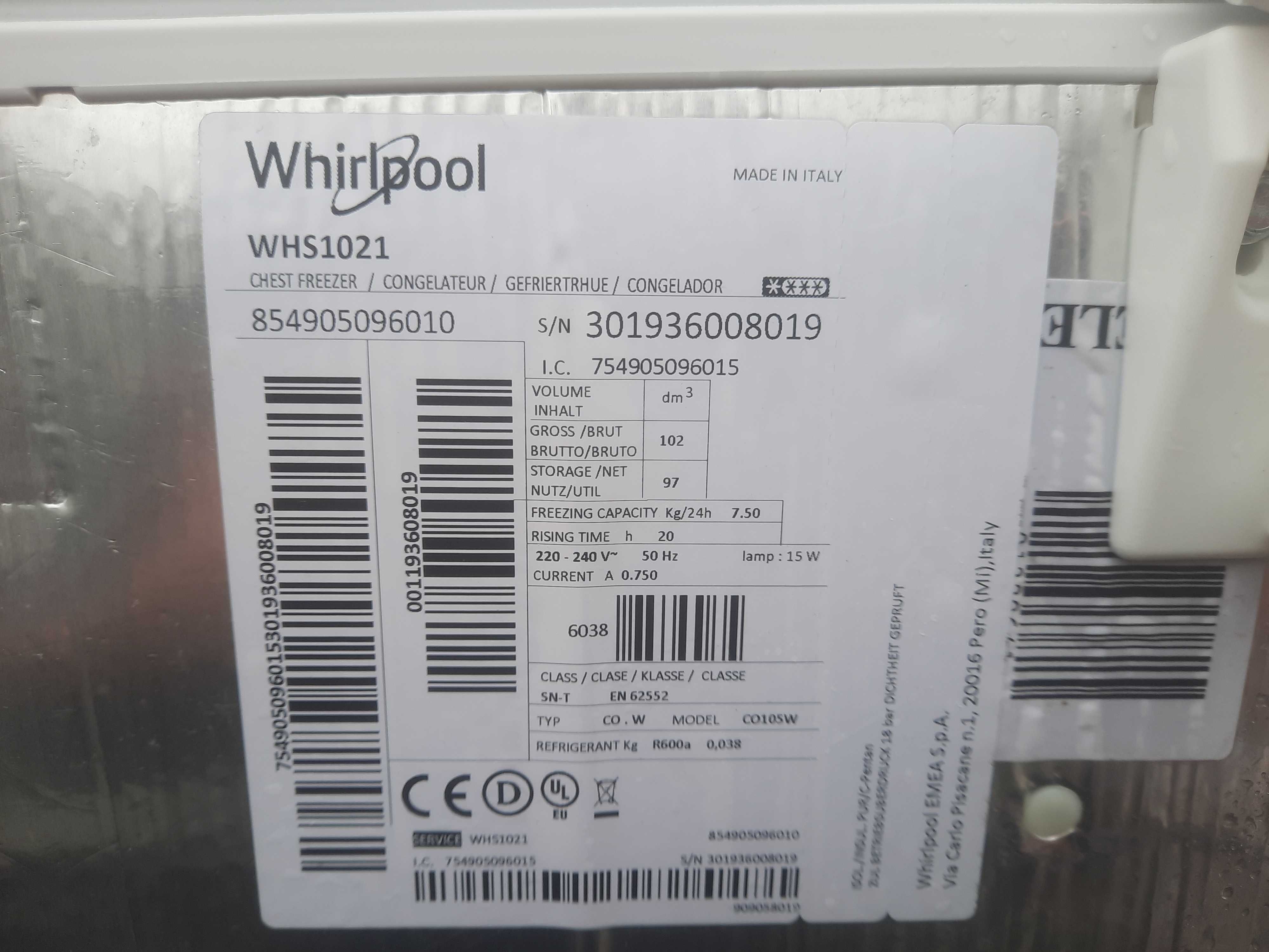 Фризер ракла Whirlpool WHS1021