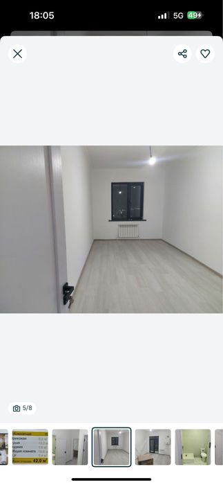 Subsidiaya birlamchi ipoteka bo’ladigan 1 xona 5 etaj Zangiota betonka