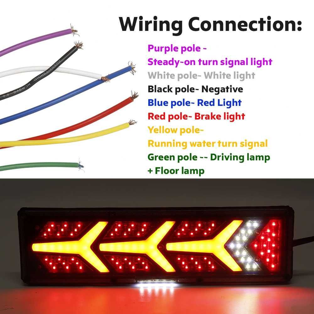 46 см LED Диодни Стопове за ремарке каравана 12V 24V динамичен мигач