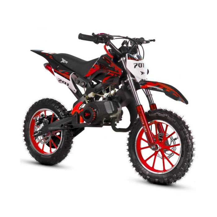 Mini Cross XTR 701, 50cc, 2 timpi, pornire sfoara, 10 inch,negru/rosu
