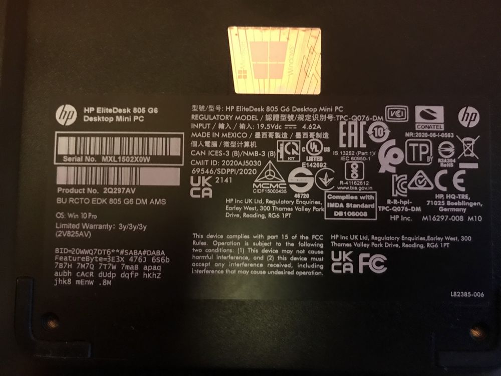 HP EliteDesk 805 G6 Mini PC,Ryzen 5 PRO 4650GE (6-Core),16GB-RAM,DDR4
