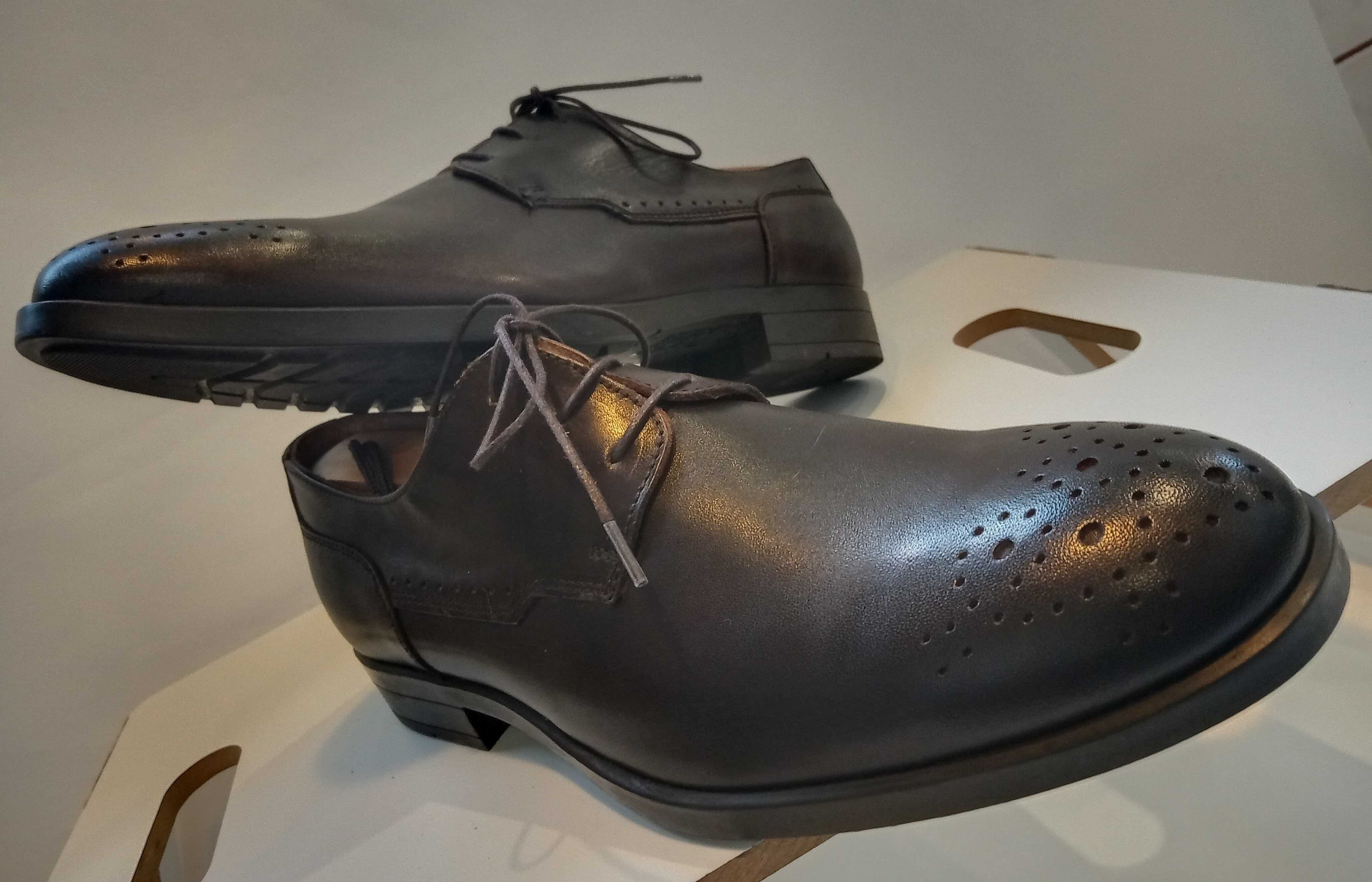 Pantofi derby cap toe de lux Minelli Italy 39 40 piele naturala