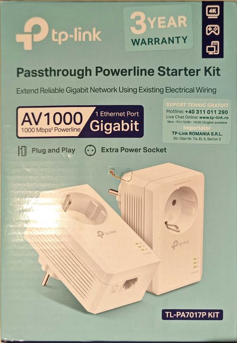 Powerline мрежов адаптер Tp link TL-PA7017P KIT