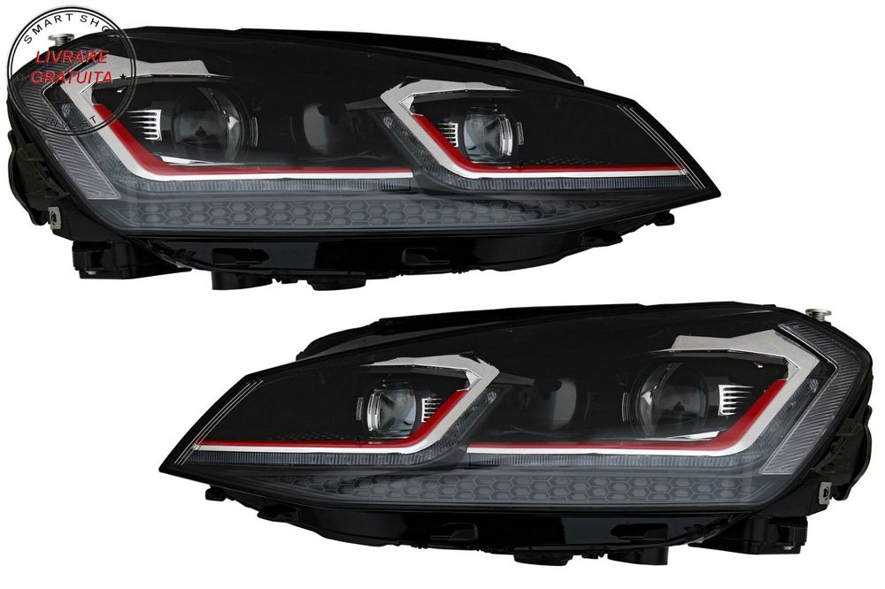 Faruri LED Bi-xenon Look VW Golf 7 VII (2012-2017) Facelift G7.5 GTI Design cu Sem- livrare gratuita