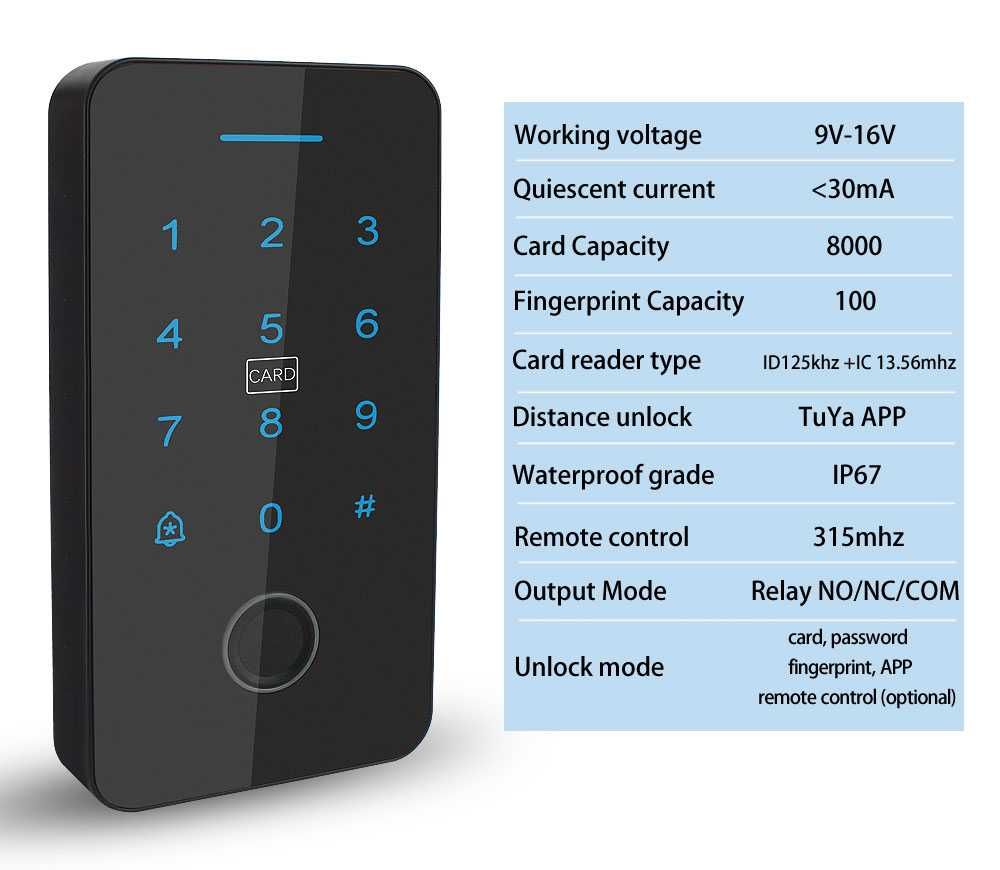 control acces rezistent la apa cu pin, nfc, amprenta, app, yale usi