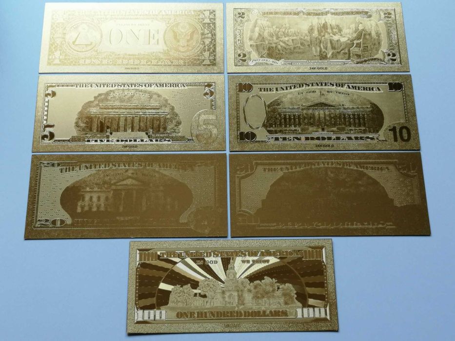 Сувенирни златисти банкноти долари