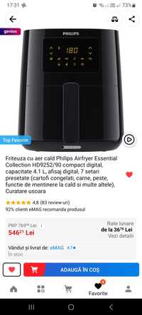 Friteuza cu aer cald Philips Airfryer Essential Collection HD9252/90