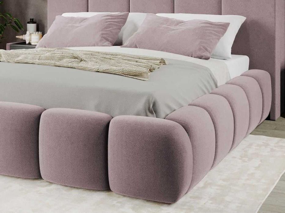 Pat Tapitat Noel Roz - Velluto 14 cu somiera rabatabila si lada