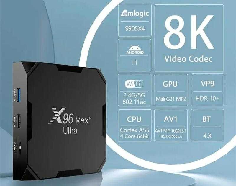 TV Box X96 Max PLUS Ultra HD Android 11 Amlogic S905X4 4GB Ram 32GBRom