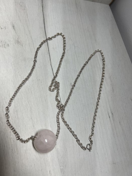Colier din argint si cuart roz