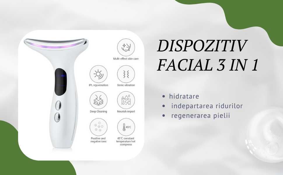 Dispozitiv facial 3 in 1 pentru Hidratare, Regenerare si Curatare