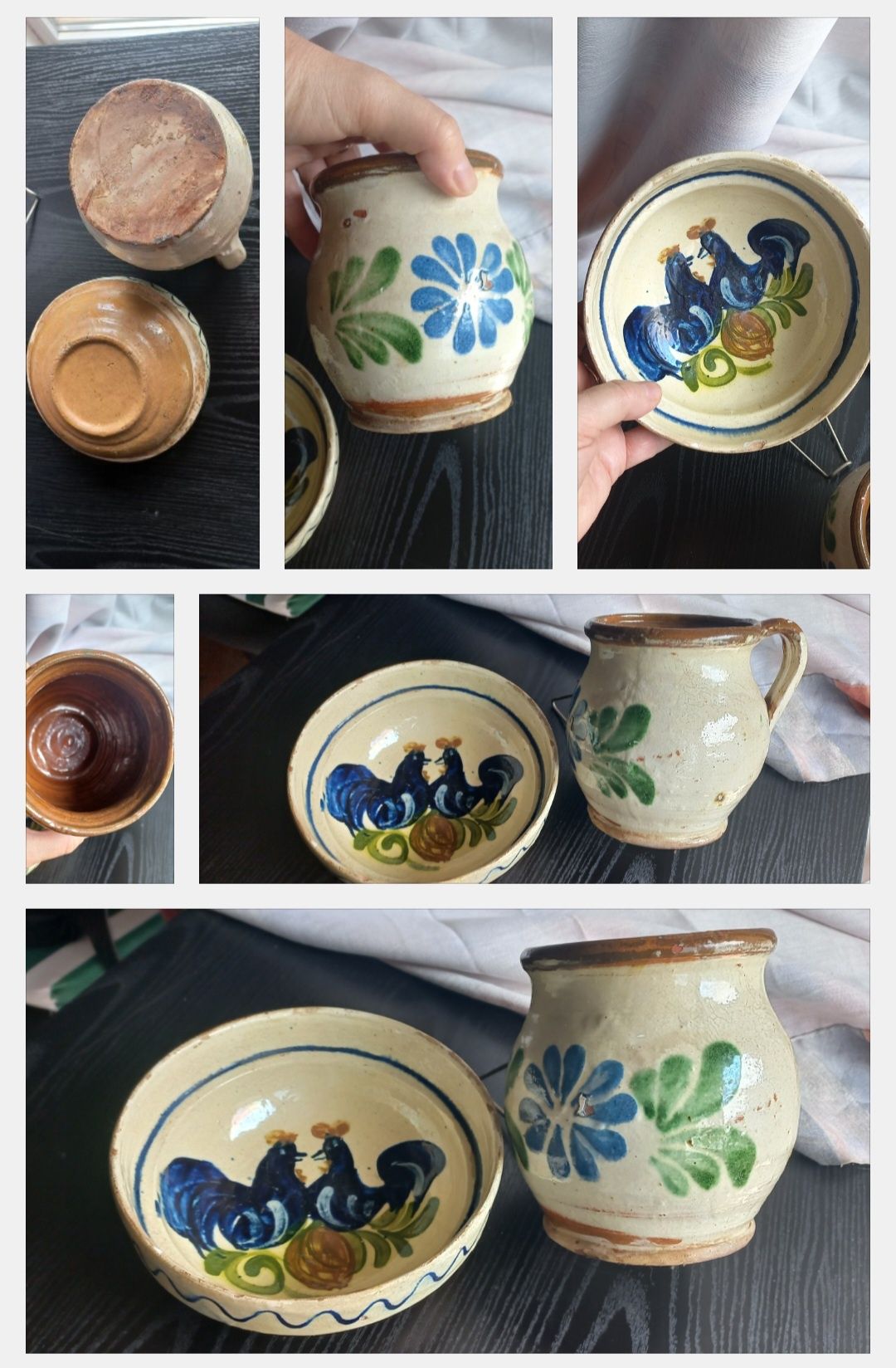 Blid si ulcica din ceramica smaltuita veche