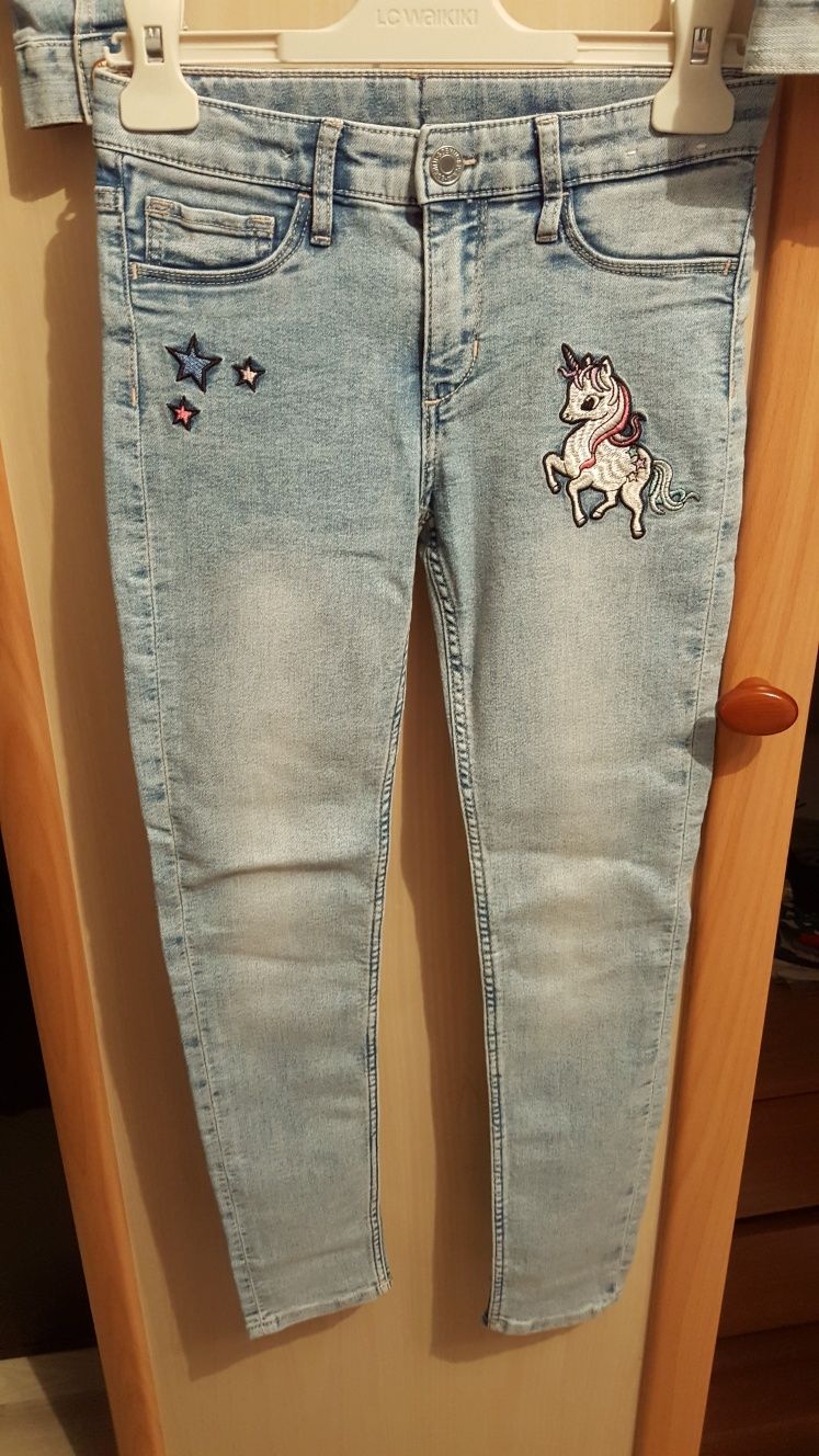 Geaca blugi + jeansi H&M fete 9-10 ani