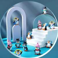 Figurine pinguini tort topper_iglu cu luminite_fulgi de nea
