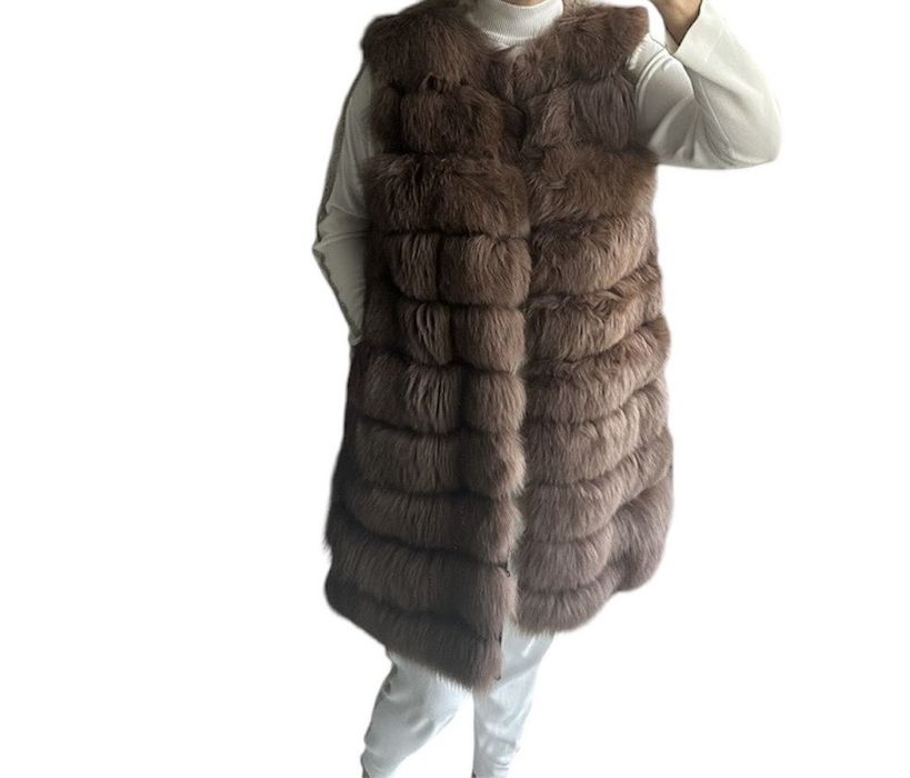 Меховая жилетка(рассрочка) из песца 90 см трансформер Рассрочка