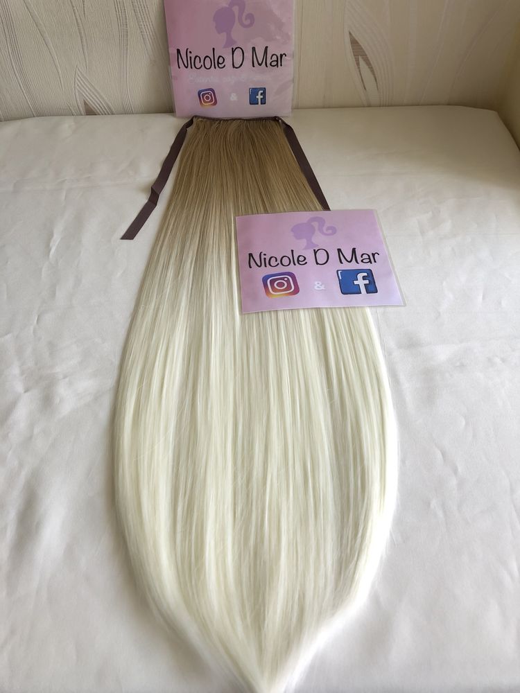 Coadă de păr ombre/doua culori, blond extensii/imita parul natural