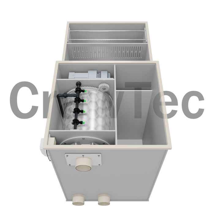 Filtru combinat cu tambur pentru 20 m³/h cu biofiltrare CrawTec