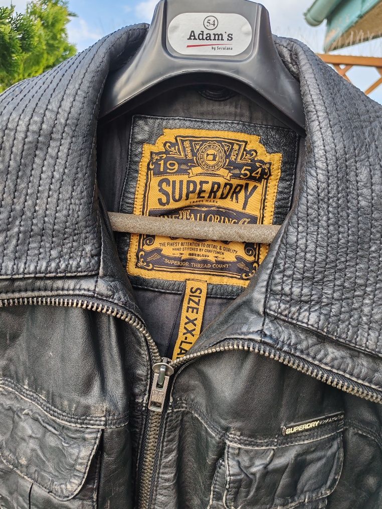 SuperDry Vintage - haina piele originala bărbați max XXL