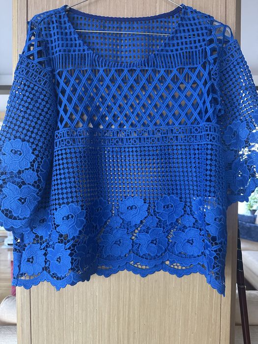 Синя блуза тип мрежа