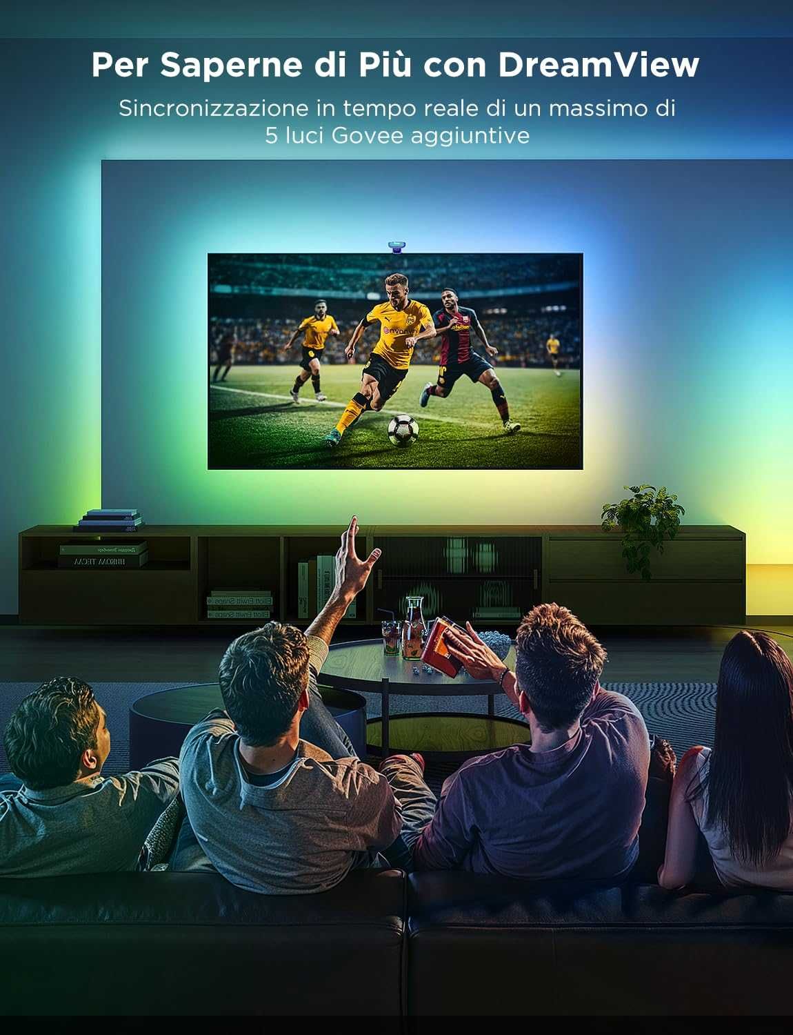 Govee Двойна камера  RGBIC WiFi с LED лента за телевизор 55-65 инча
