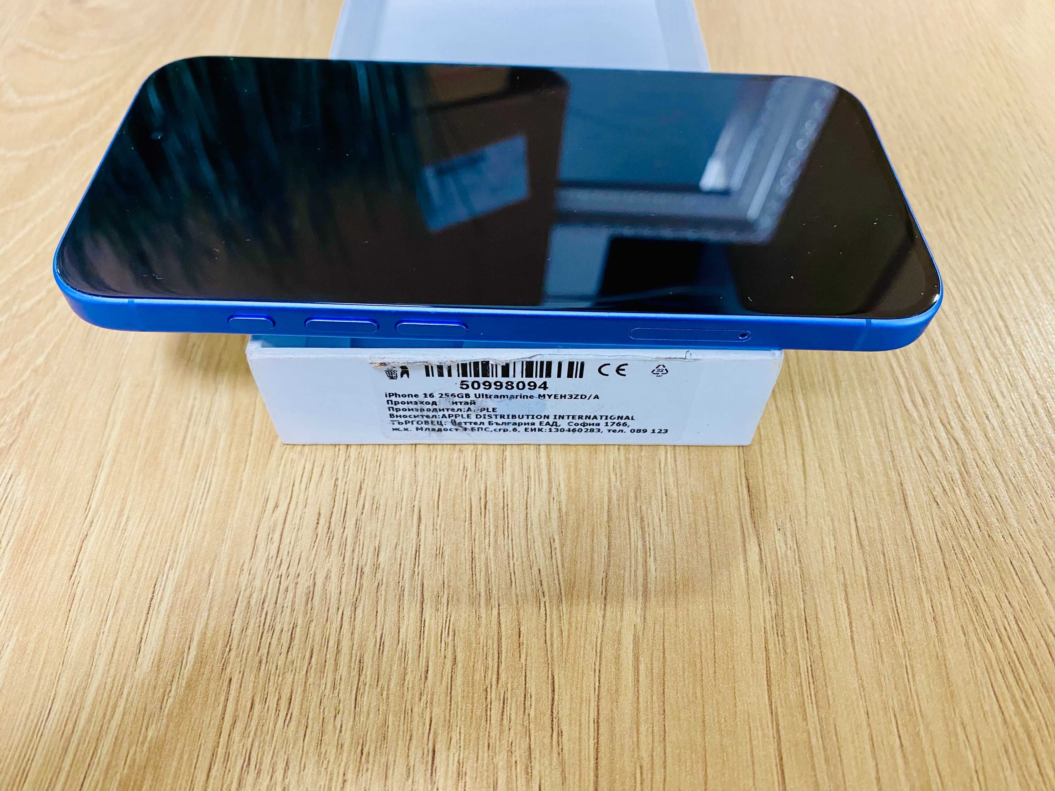 НОВ ! Apple iPhone 16, 256GB, 5G, Ultramarine, 100%