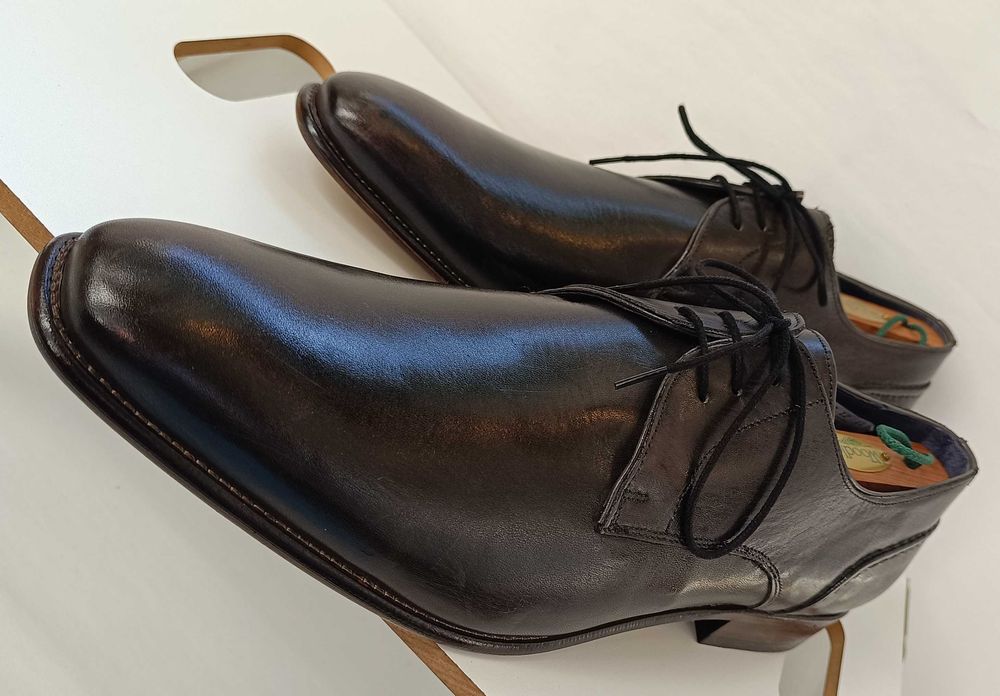 Pantofi derby 45.5 46 plain toe premium NELSON NOI piele naturala