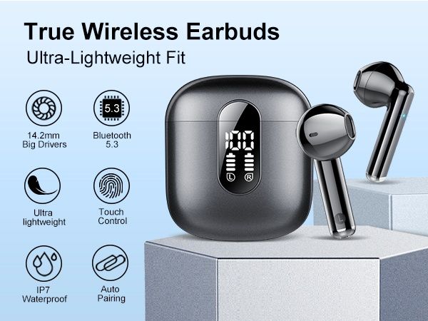 Căști True Wireless Bluetooth 5.3 Noise Cancellation Touch IP7 HD