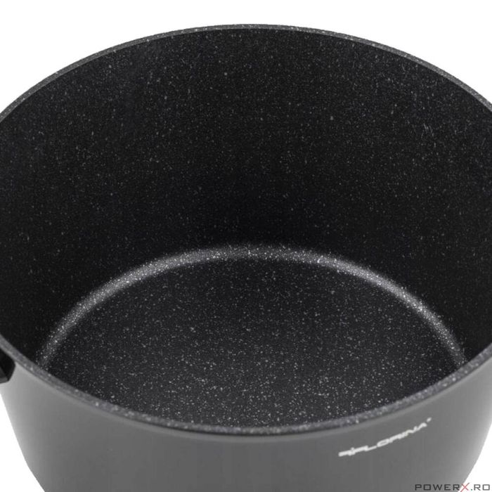 Oala cu capac din aluminiu, invelis antiaderent negru, 20 cm, 2.6l,