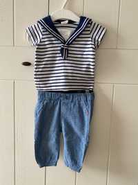 Set tricou si pantaloni H&M 50-56, 0-3 luni