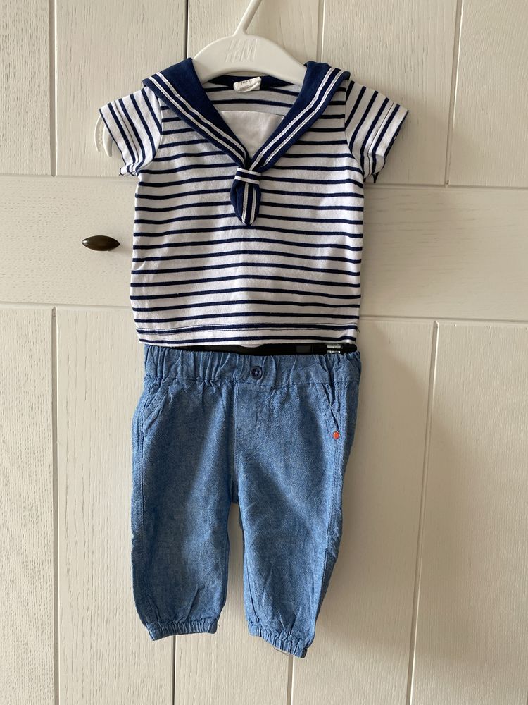 Set tricou si pantaloni H&M 50-56, 0-3 luni