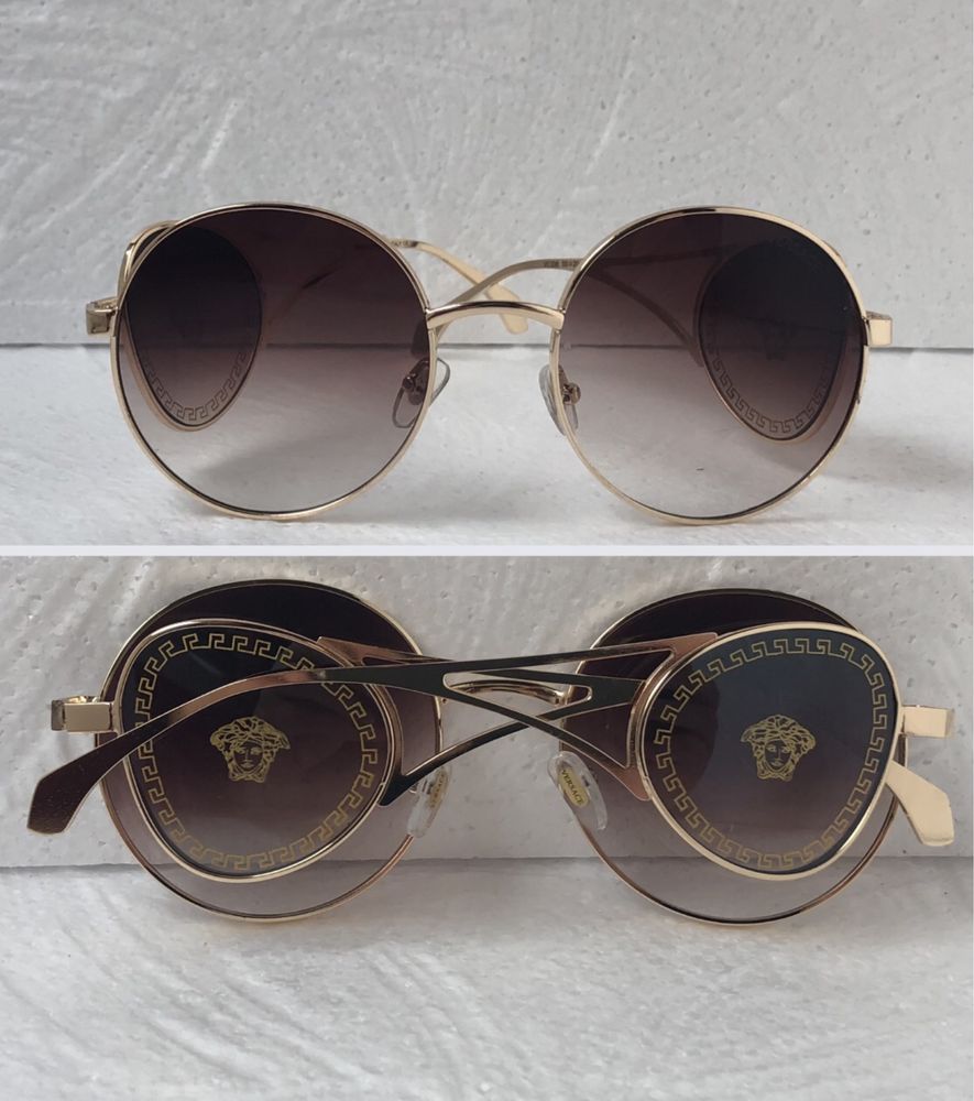 Versace Дамски слънчеви очила кръгли овални черни VE 336
