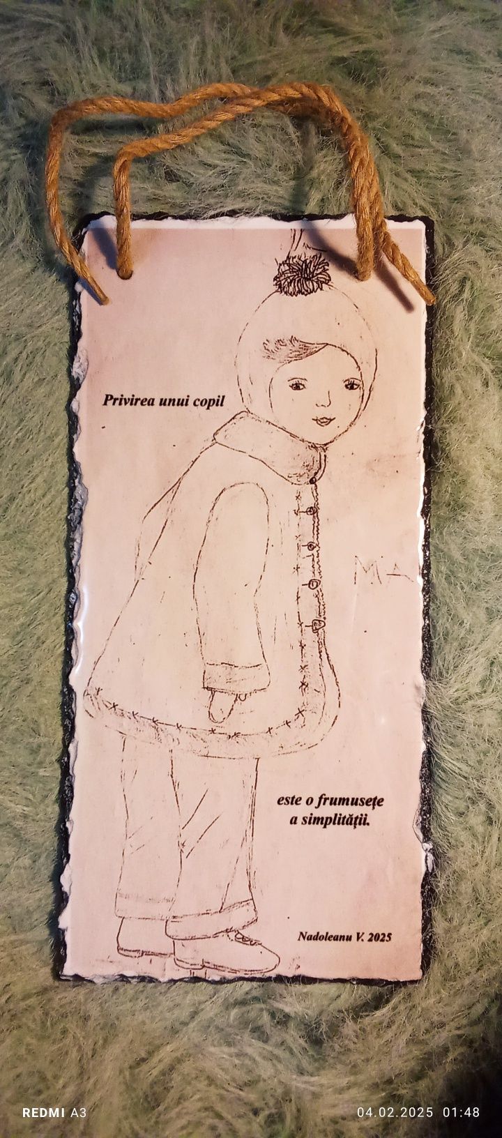 Desen, creație proprie, imprimat pe piatra de ardezie.  Anunț 2