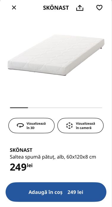 Set bebeluș IKEA: pătuț, masă înfășat și saltele + bonusuri