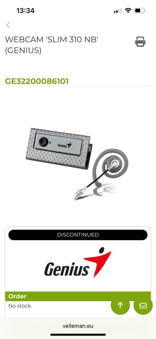 Камера +слушалка с микрофон GENIUS slim NB 310