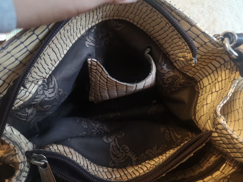 Бежаво-кафява чанта естествена кожа