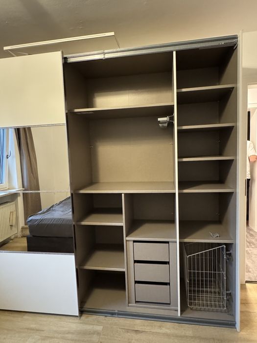 Rez/Dressing/Dulap 270/224/68 cm 2 usi culisante alb lucios/oglinda