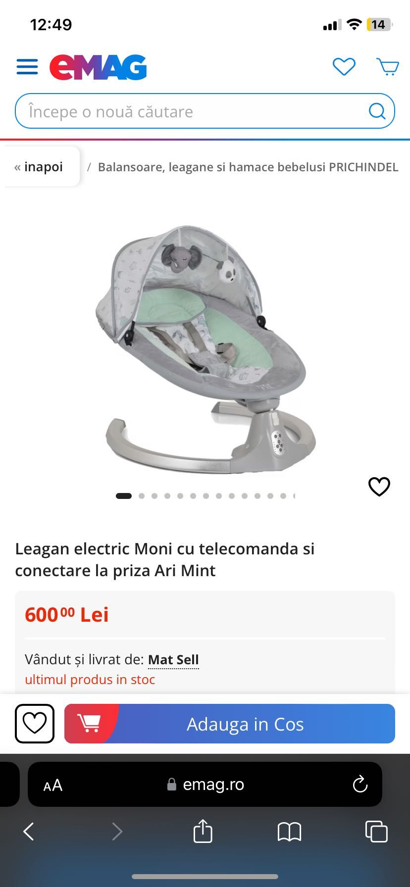 Leagăn electric bebeluși