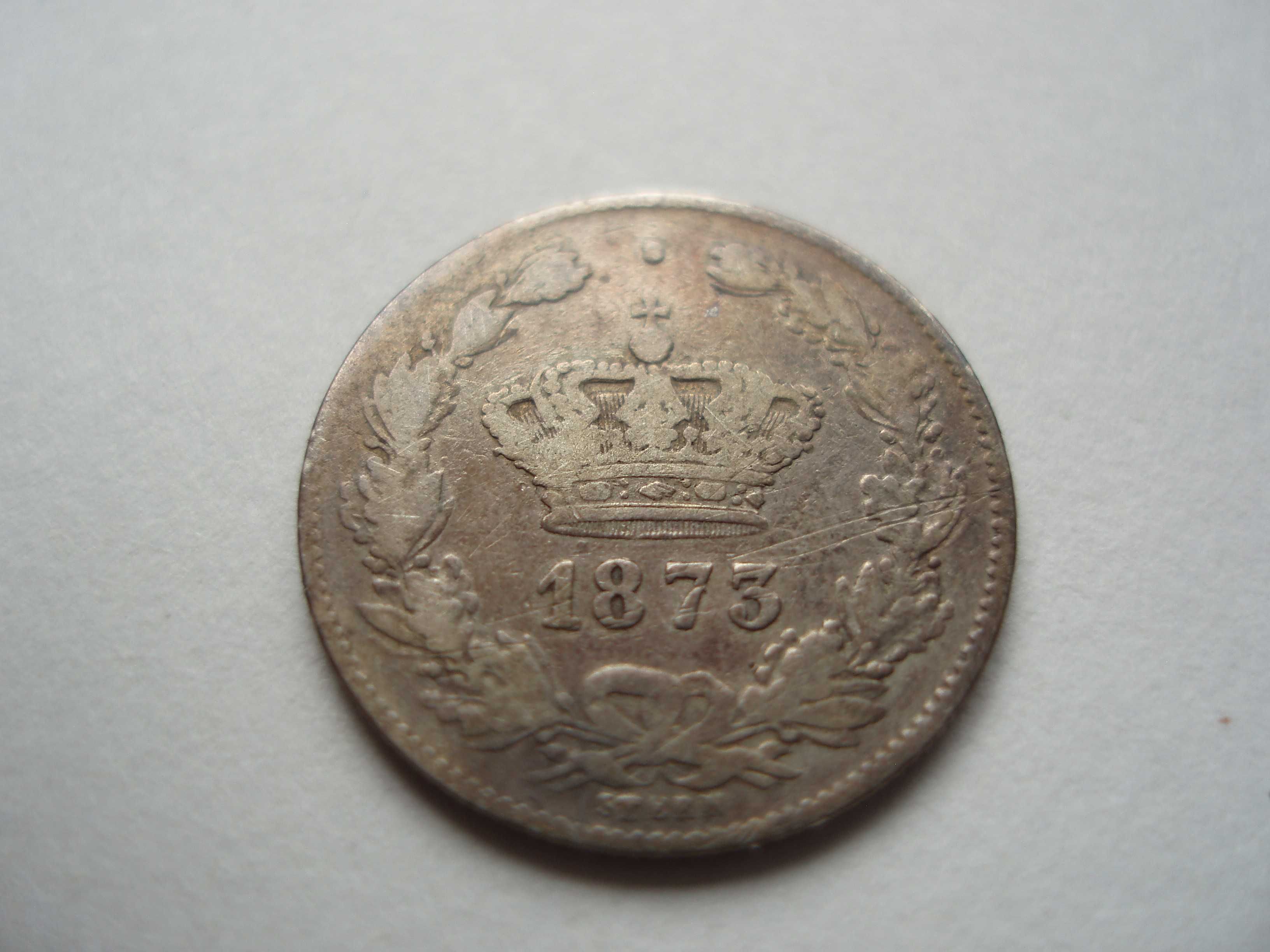 ROMANIA -  50 Bani 1873 , Ag835 CAROL I , L.7.37