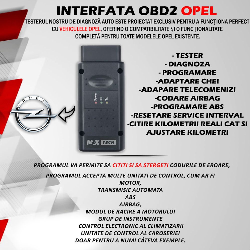 Interfata Diagnoza / Modificare / Tester Auto OBD2 compataibil cu Opel