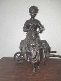 Statueta vintage din antimoniu,  anii 30, h 37 cm