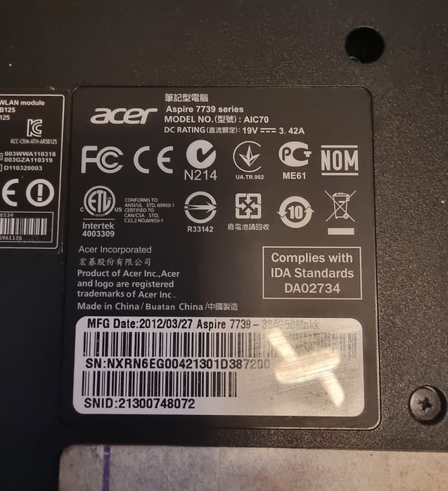 Лаптоп  Acer Aspire 7739 за части