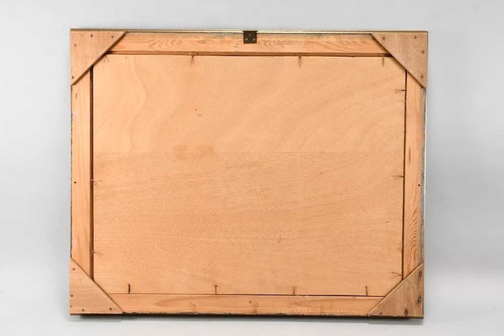 Pictura, peisaj de iarna, tehnica ulei, 49x61 / 39,5x51cm