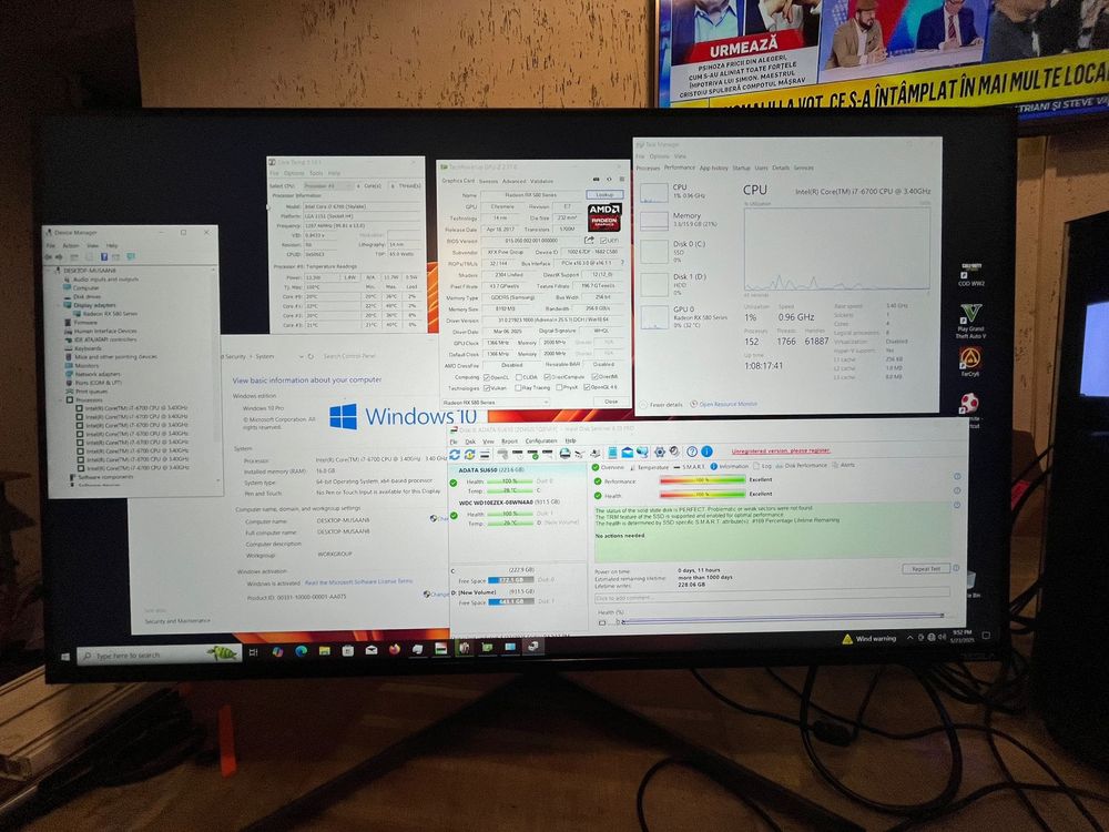 Unitate pc gaming i7 16gb ram ssd si hdd video 8gb