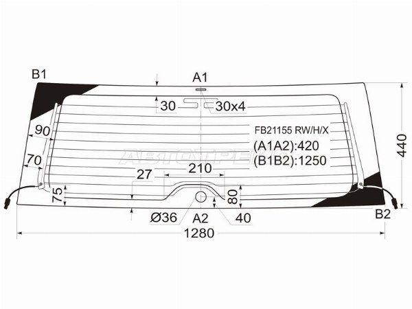 Стекло заднее с обогревом TOYOTA RAV4 #A2# 3/5D 00-05 Toyota Rav 4
