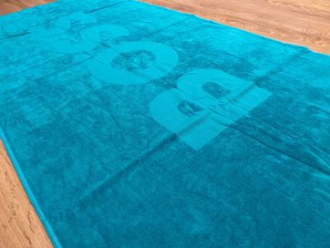 Оригинална плажна кърпа Hugo BOSS, 80/150 cm, морско синьо