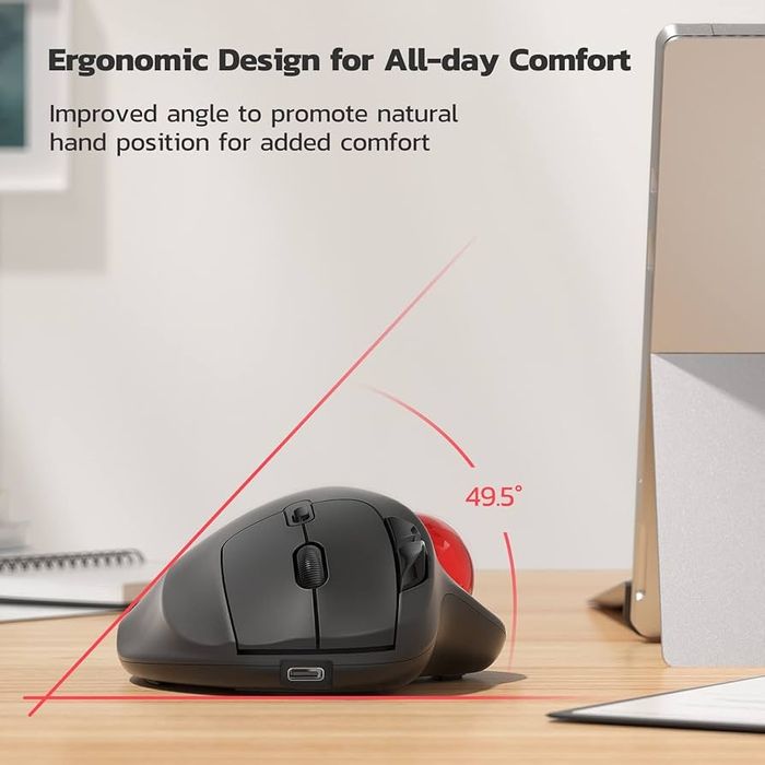 Mouse Trackball wireless Nulea M501, ergonomic reîncărcabil