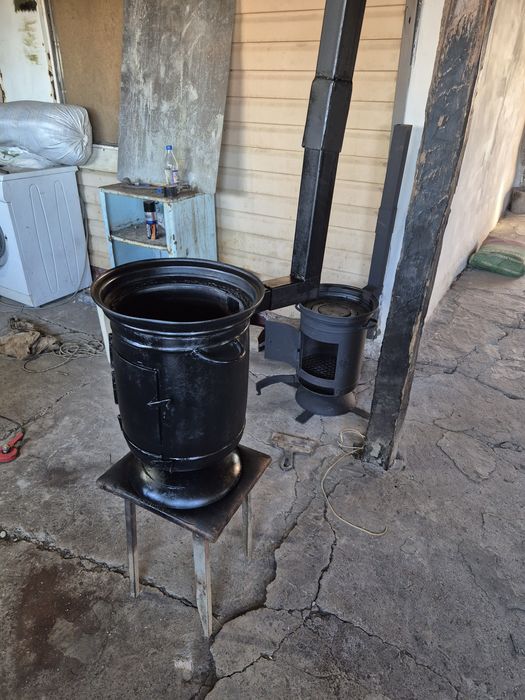 Печь походная под казан диаметр 32 см. Сьёмные трубы, металл 3 мм.