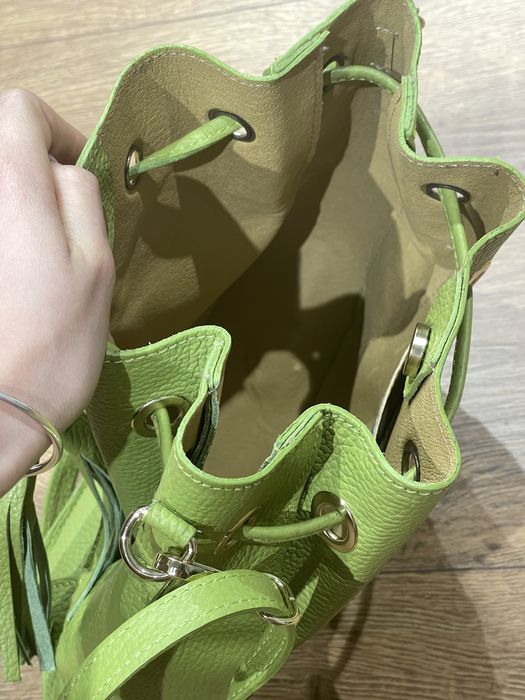 Poseta verde lime din piele naturala