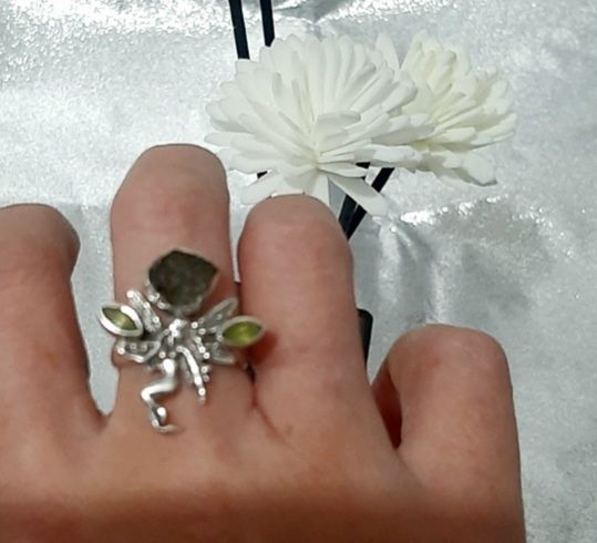 Inel argint deosebit cu moldavite si pandantiv acvamarin